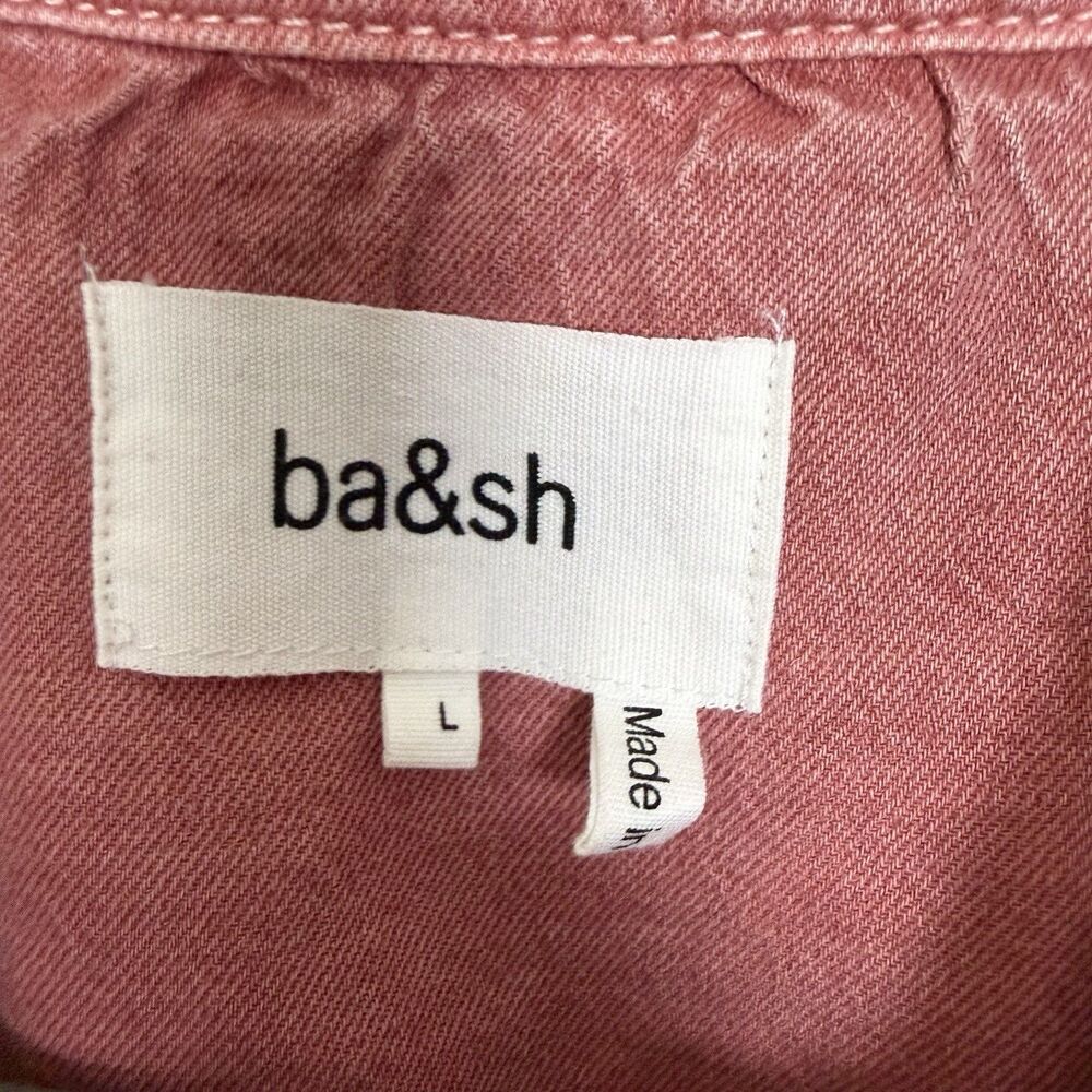 ba&sh Dova Denim Jumpsuit Washed Rose Pink Front Zipper Patch Pocket Women US 8 - Picture 10 of 16